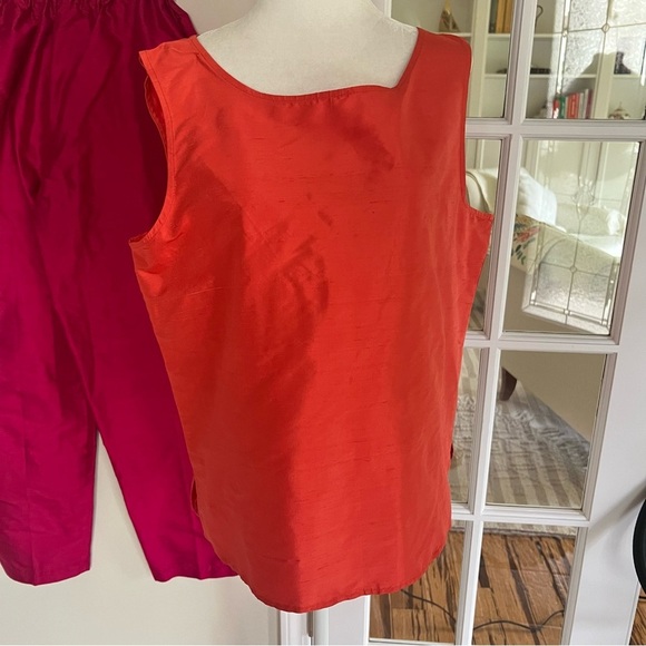 Vintage🖌️ Nira Nira Silk Pant Set L Magenta Orange 3 Pc Art to Wear Made in USA - Picture 5 of 12